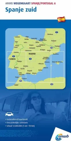 ANWB Wegenkaarten & Atlassen|Wegenkaarten<Wegenkaart Spanje Zuid