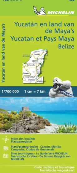 Michelin Wegenkaarten<Wegenkaart Zoom 185 Yucatan en Maya Regio
