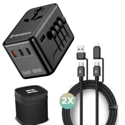 Remodius Stekkers & Kabels|Wereldstekkers>Wereldstekker PRO + 2× UniCharge Kabel