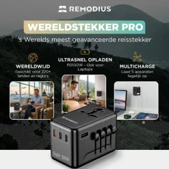 Remodius Stekkers & Kabels|Wereldstekkers<Wereldstekker PRO + UniCharge Oplaadkabel