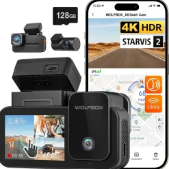 Wolfbox Dashcams<X5 Touch 3CH 4K Wifi GPS 128gb dashcam