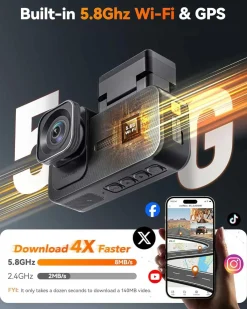 Wolfbox Dashcams<X5 Touch 3CH 4K Wifi GPS 128gb dashcam