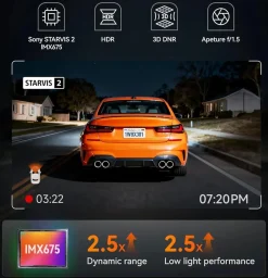 Wolfbox Dashcams<X3 Touch 2CH 2K Wifi GPS 64gb dashcam